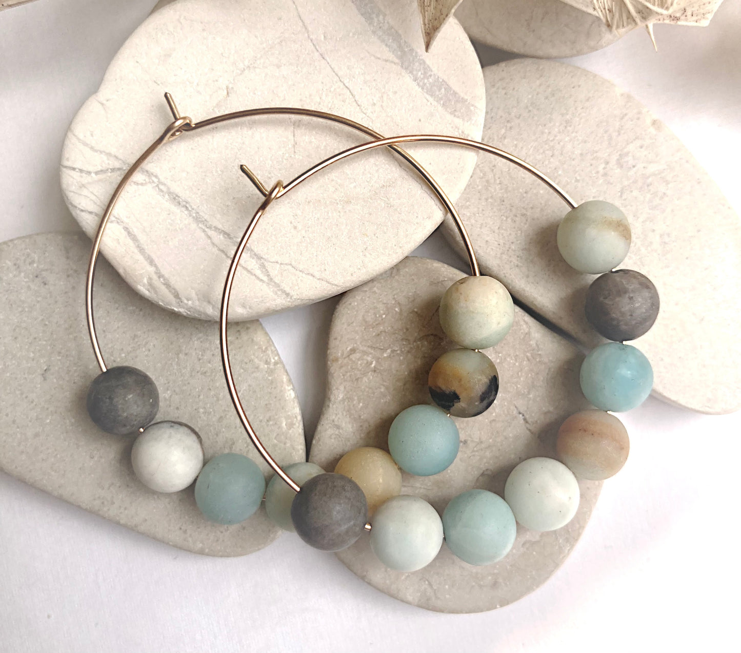 12b-Beaded Hoop-AmazoniteM-GF