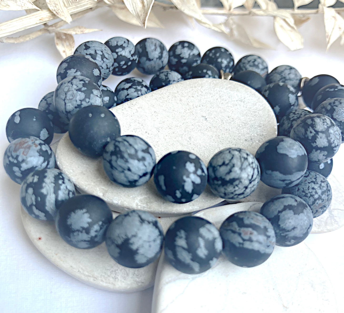 Stretch Bracelet-Snowflake Obsidian-M 10mm