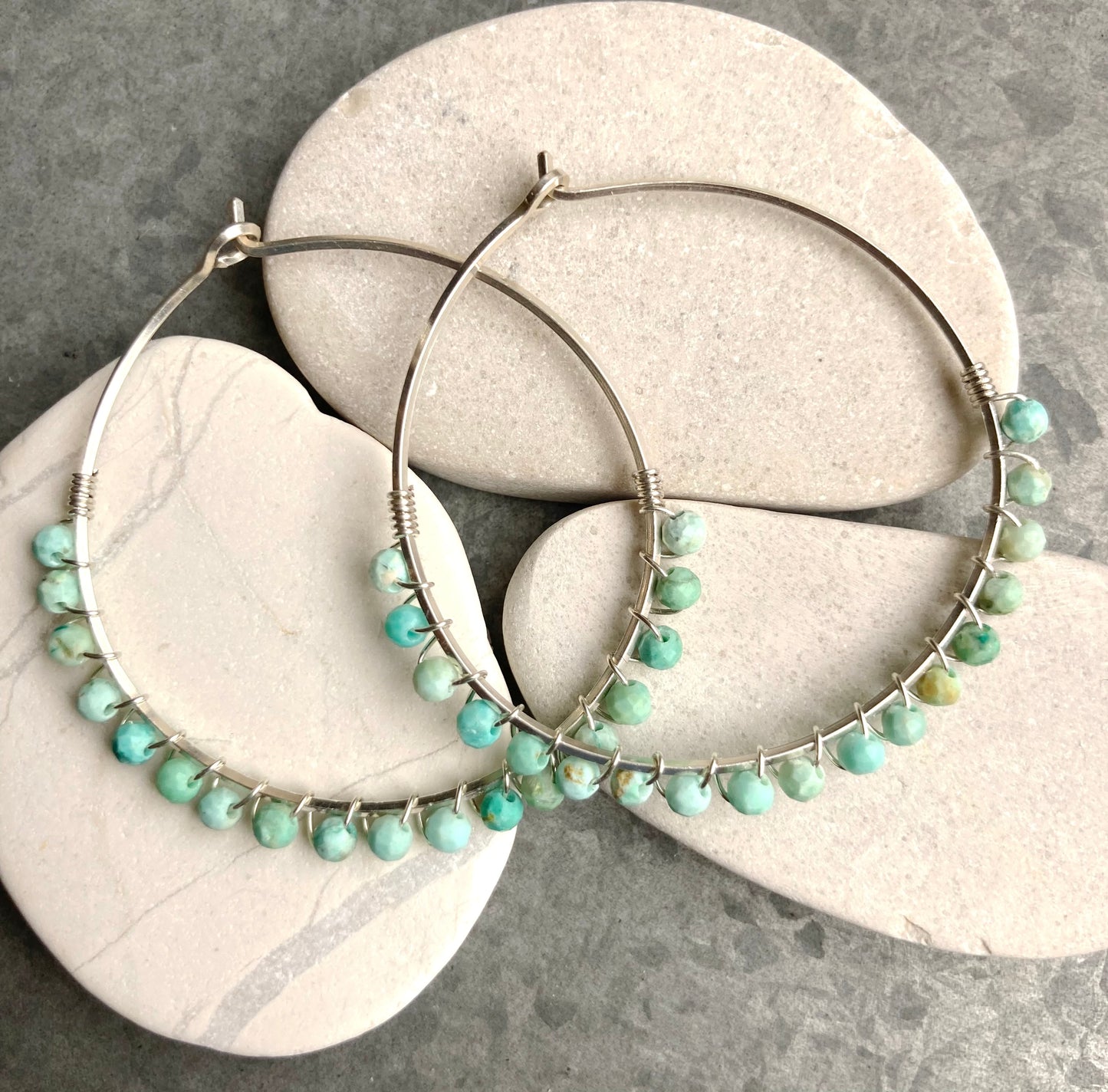 Beaded Hoops-Peruvian Turq tied-SS