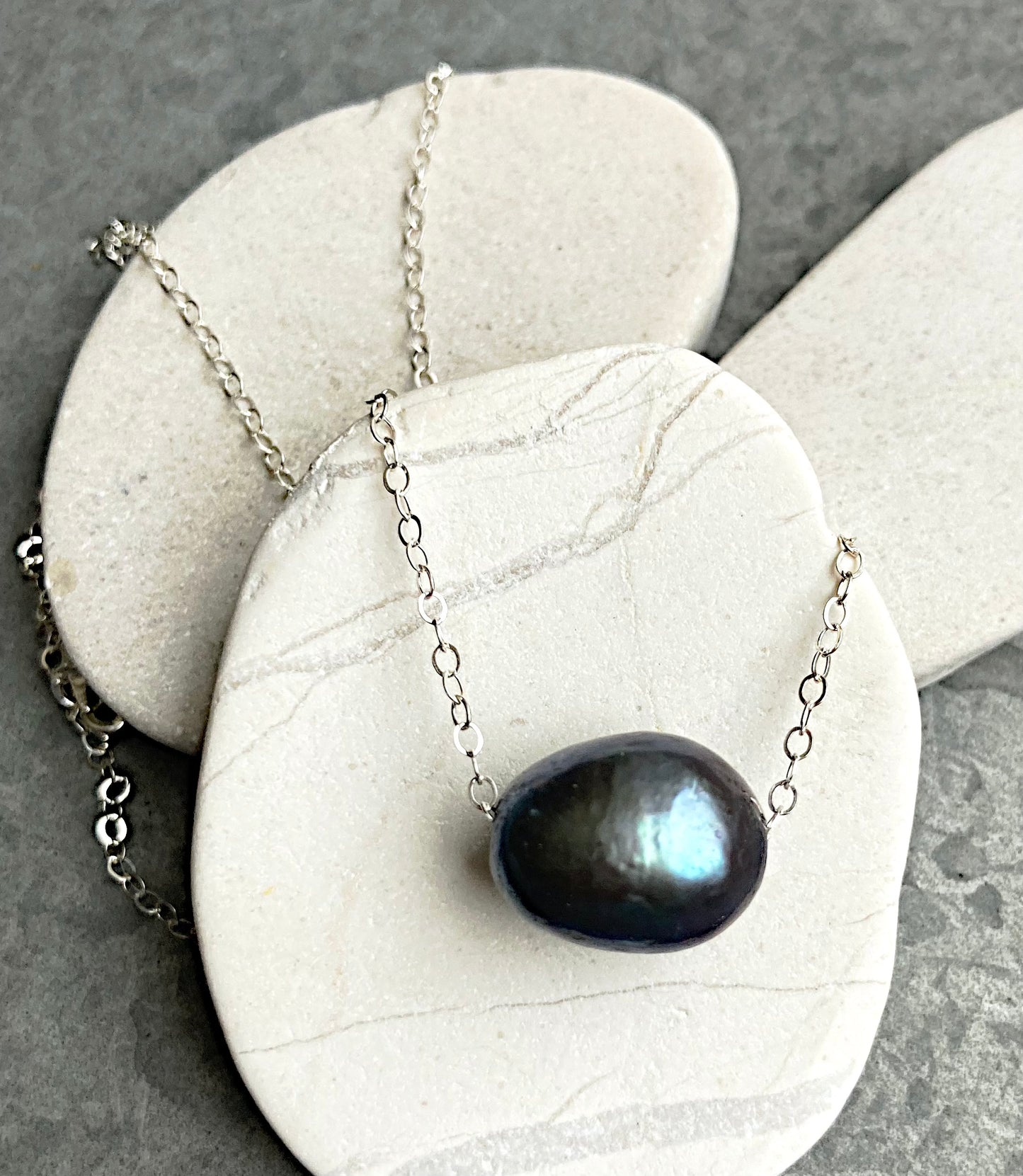 10-Gray Freshwater Pearl Necklace-SS