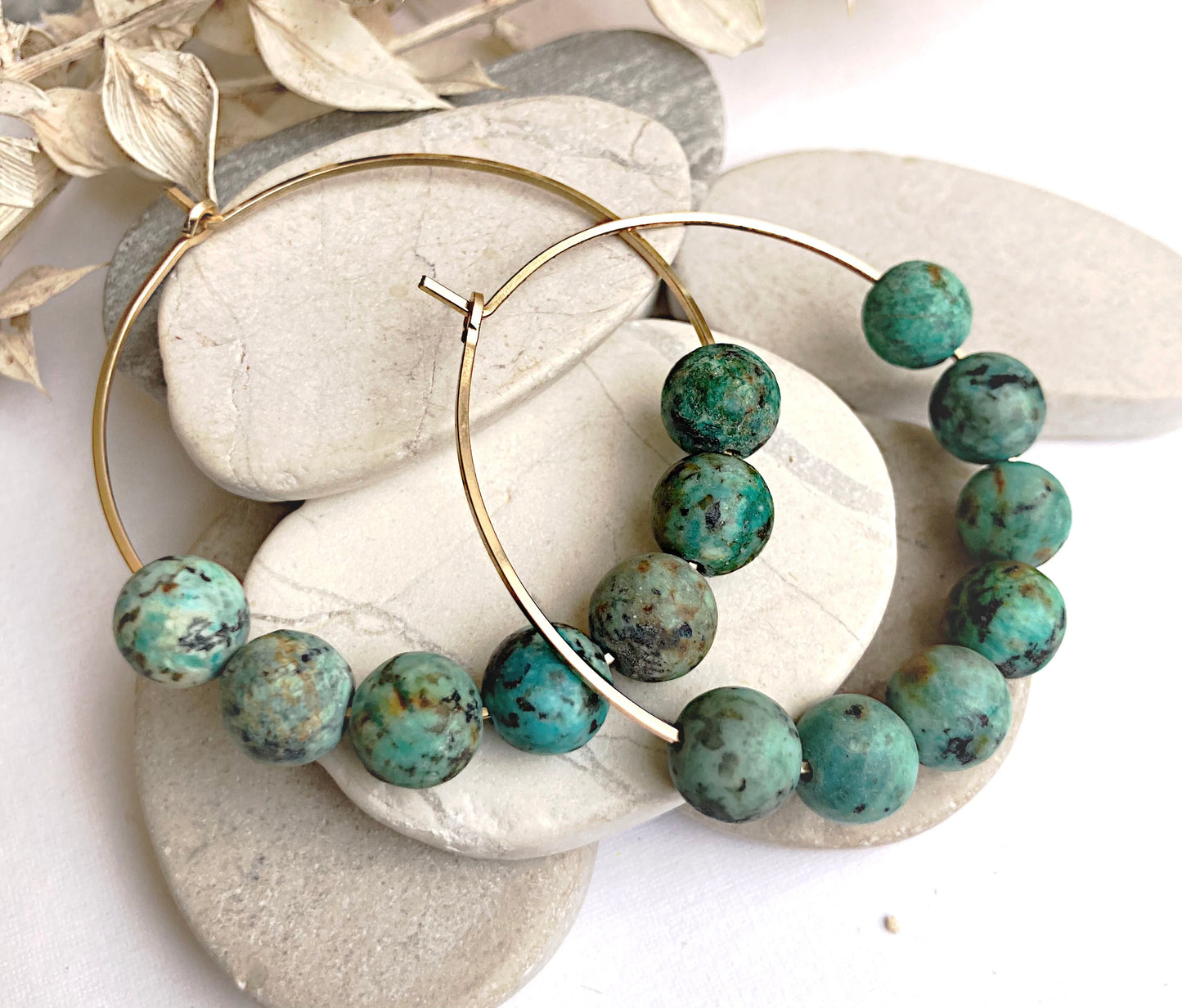 12e-Beaded Hoop-African Turquoise-GF