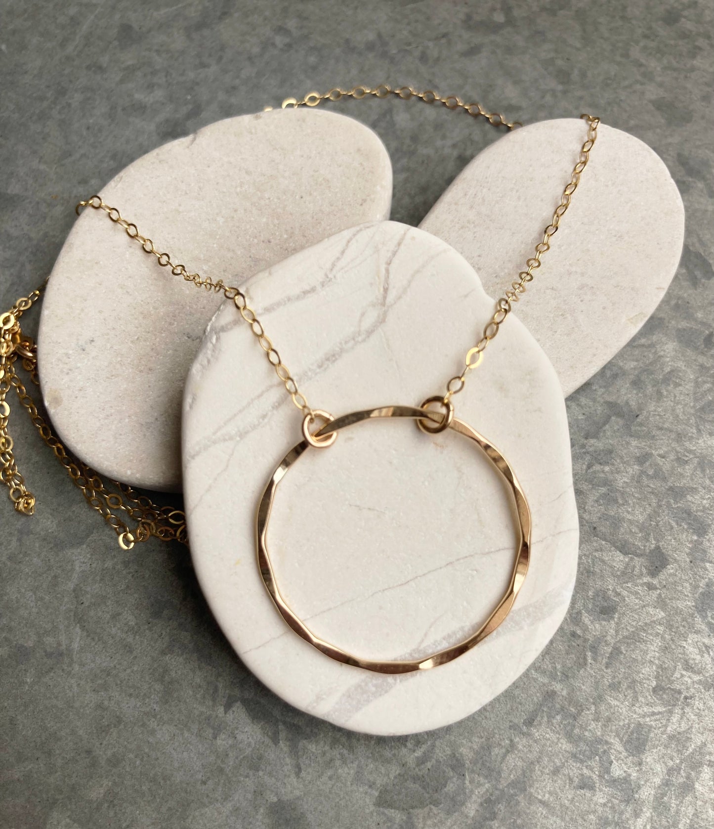 2-14K gold filled circle necklace